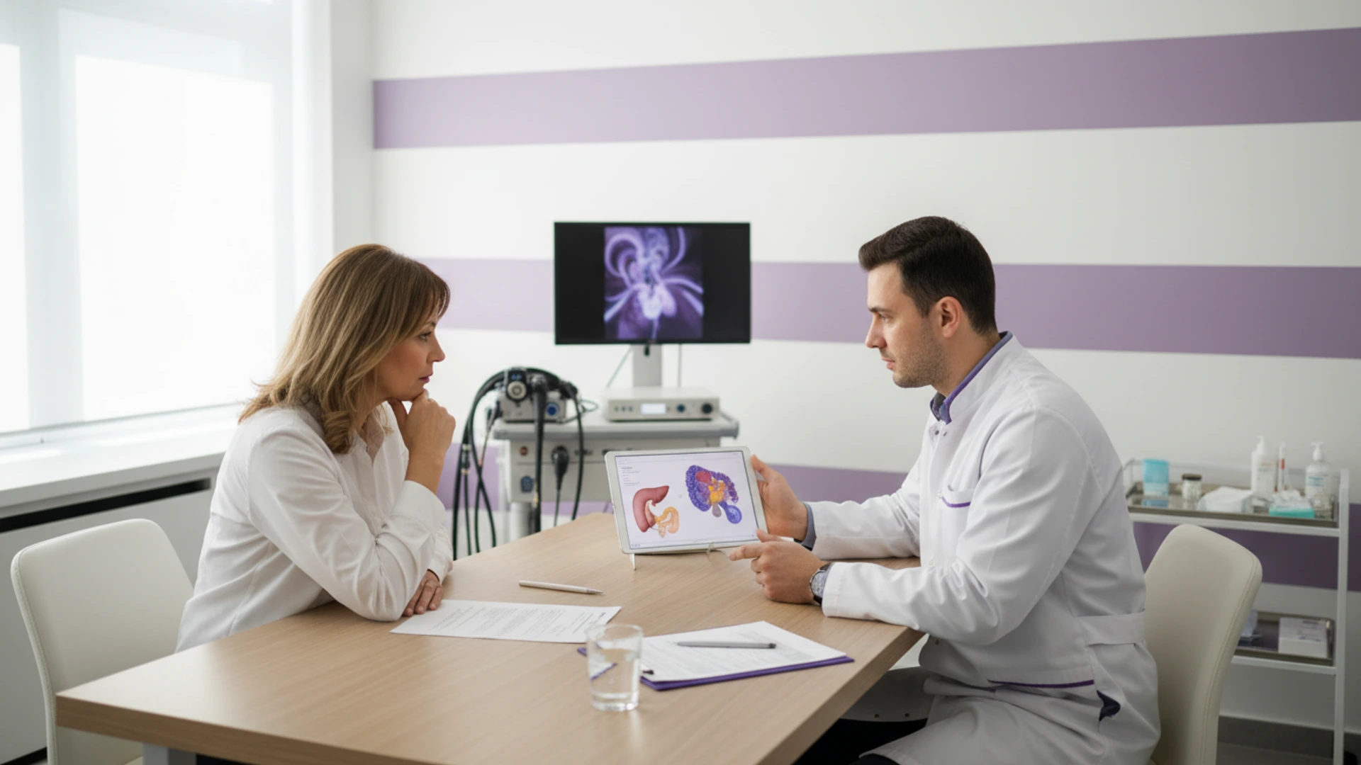 Consultație de gastroenterologie într-o clinică modernă
